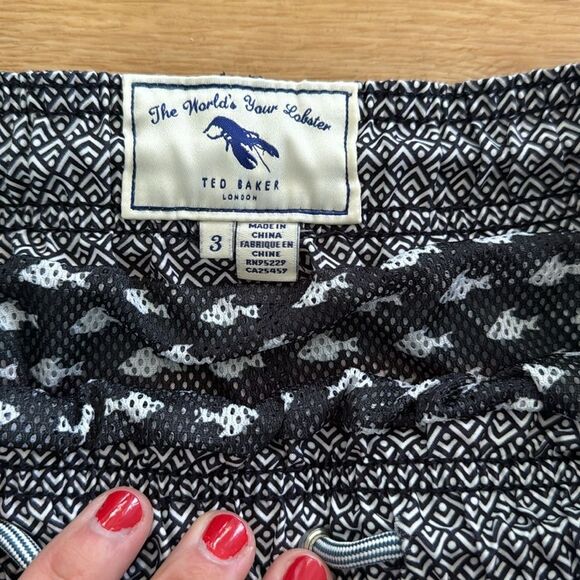 Ted Baker Mens Stripe Swim Trunks Size 3 38 Preppy Pull-on Beach Vacation Summer - Picture 5 of 7